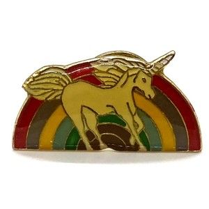 Vintage Rainbow & Unicorn Fantasy 80's 90’s Enamel Lapel Pin Pride Backpack‎ Pin